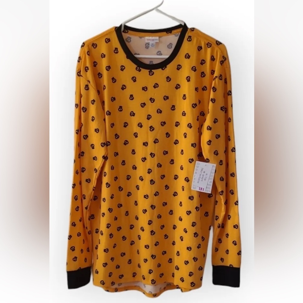 New Lularoe Hudson long sleeve top Halloween orange black skull shirt small